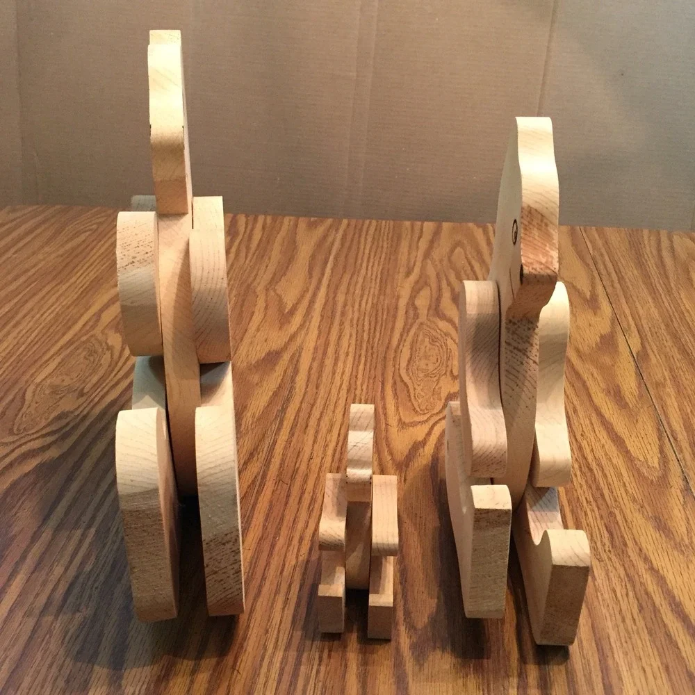 Articulated Wooden Bear Family Trio 6